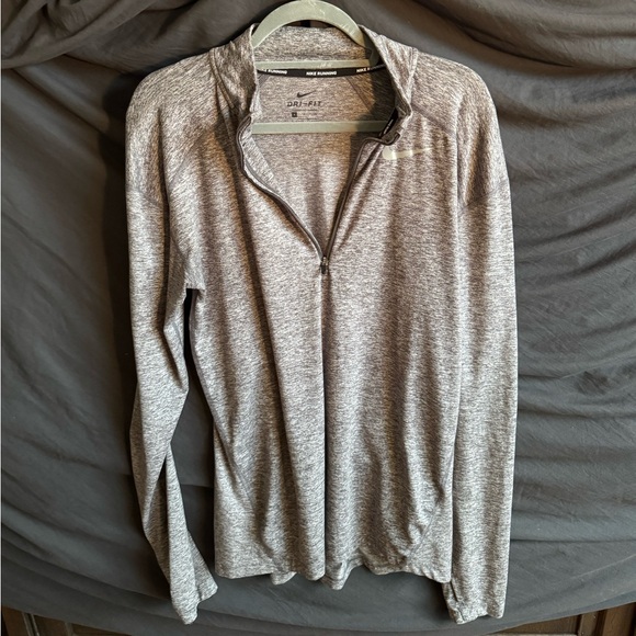 Nike Men's Light Gray Dri-FIT quarter zip - Picture 1 of 6
